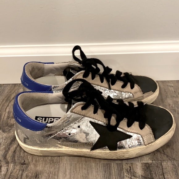 Golden Goose Shoes - Golden Goose GGDB Superstar Silver Foil Limited Edition Low Top Sneakers Sz 35